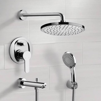 Tub and Shower Faucet Tub and Shower Faucet Set with Handheld and Rain Shower Head Remer TSH50